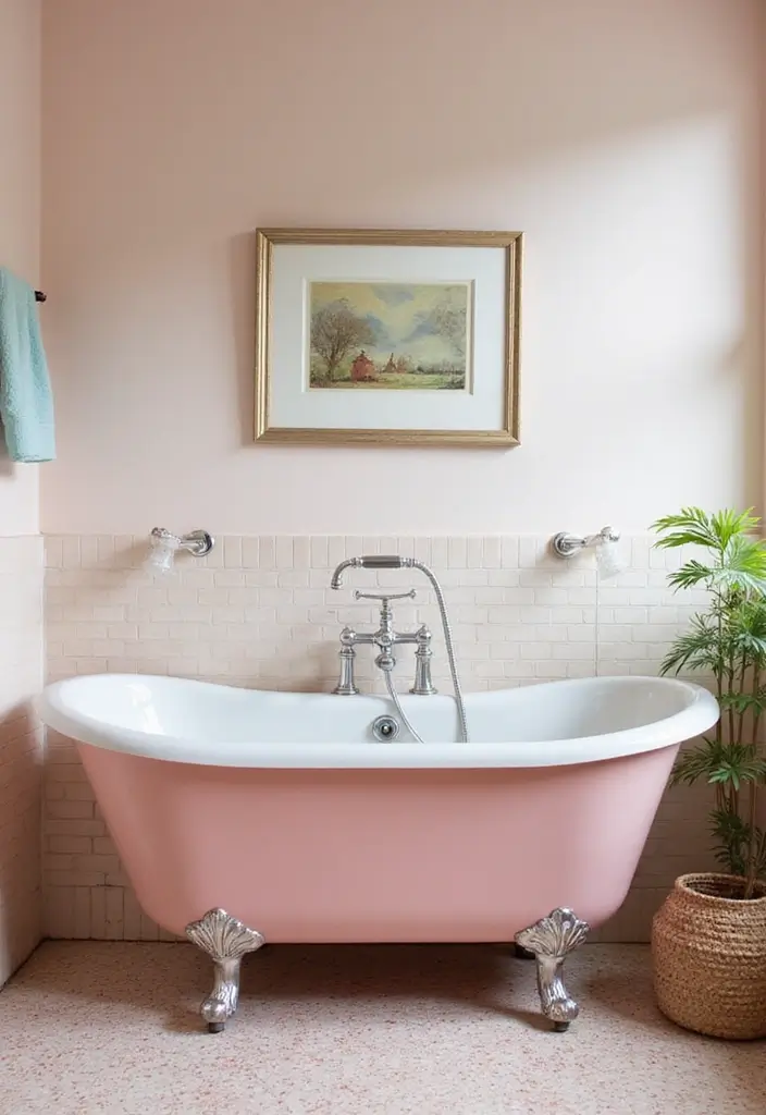 14 Vintage Pink Bathroom Ideas That Bring Timeless Charm to Your Home (Check Out #7!) - 2. Retro Fixtures