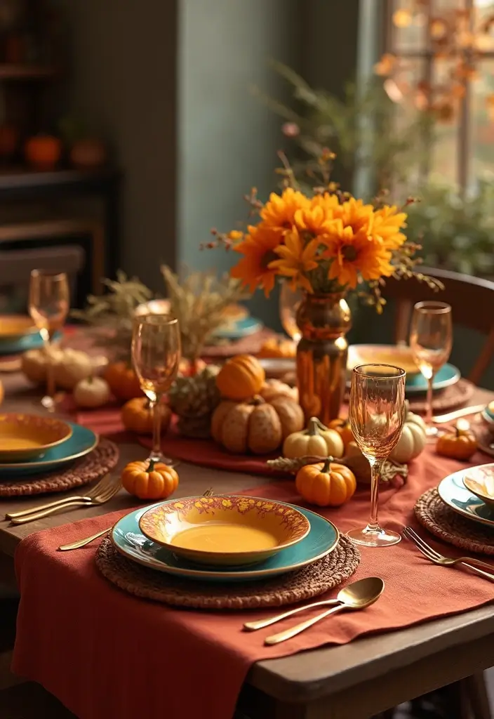 18 Cozy Fall Decor Ideas to Transform Your Home - 11. Colorful Tablescapes