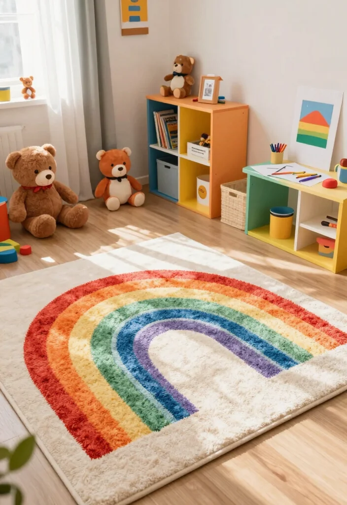 19 Colorful Kids Room Decor Ideas That Your Children Will Absolutely Love! - 3. Playful Rugs 1