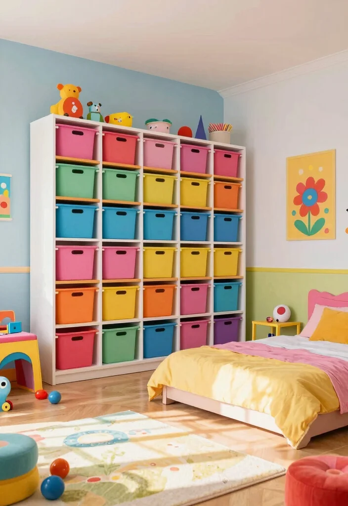 19 Colorful Kids Room Decor Ideas That Your Children Will Absolutely Love! - 4. Colorful Storage Solutions 1