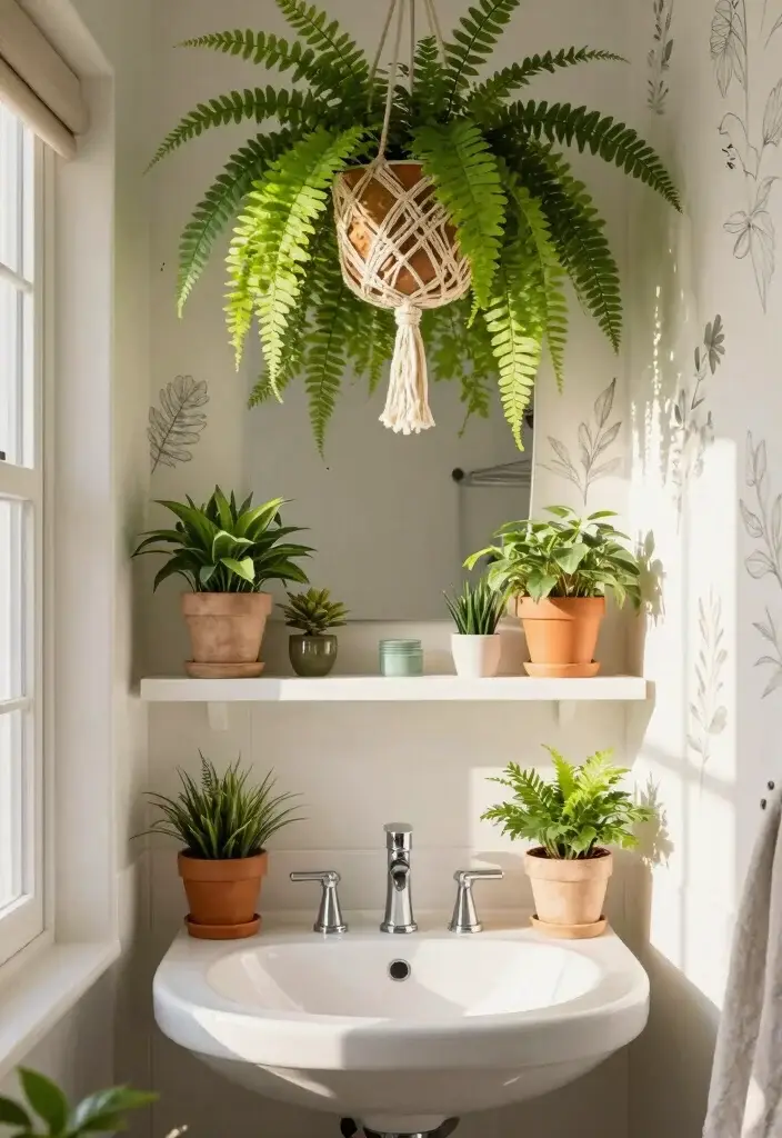 10 Chic Bathroom Decor Ideas That Maximize Small Spaces (Don’t Miss #3!) - 4. Add Greenery for a Natural Touch 1