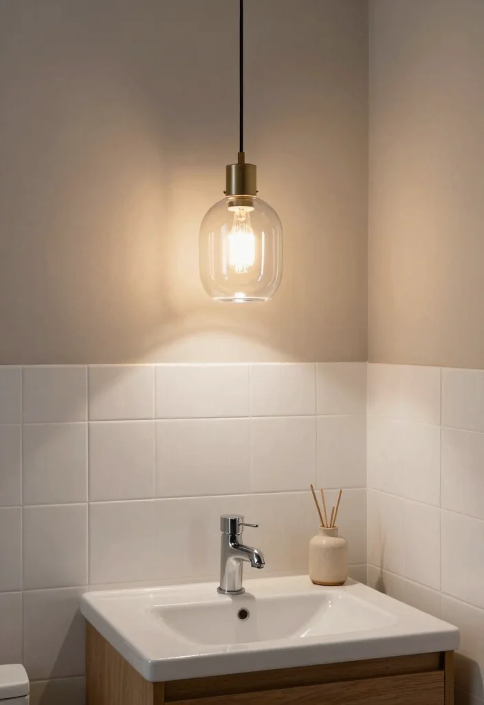 10 Chic Bathroom Decor Ideas That Maximize Small Spaces (Don’t Miss #3!) - 7. Pendant Lighting for a Chic Touch 1