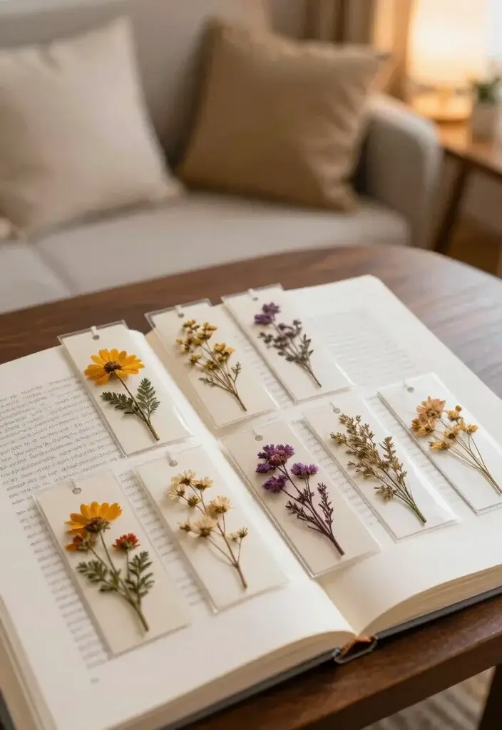 14 Easy DIY Flower Projects That'll Wow Your Guests! - 7. Dried Flower Bookmarks 1